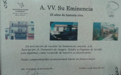 Reconocimiento AA.VV. Su Eminencia